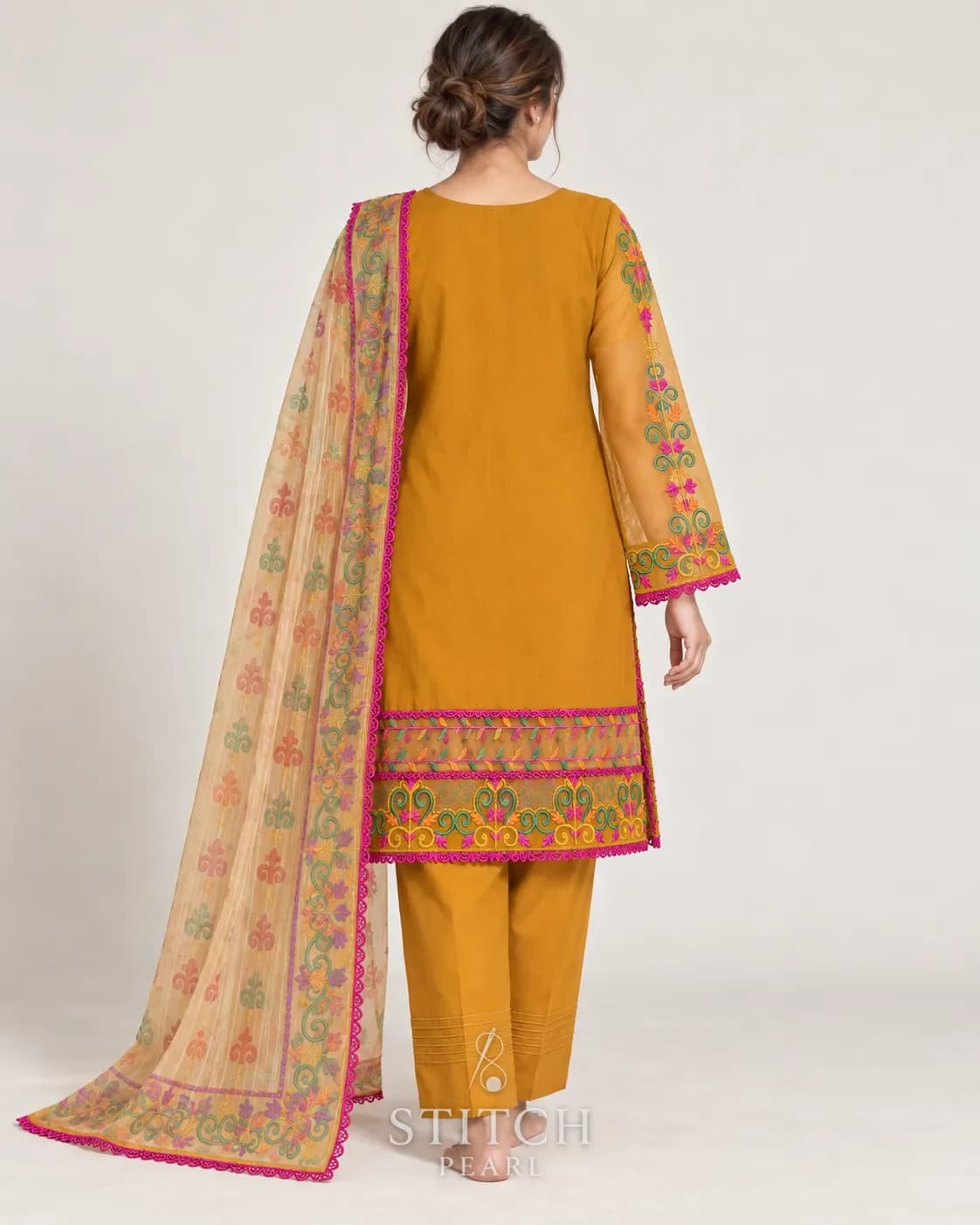 Bahar Mustard Kurta Detail